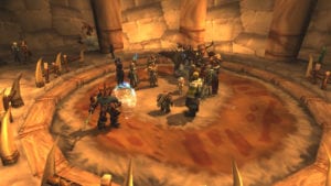 alt="world of warcraft story so far - alliance and horde meeting in razor hill"/>