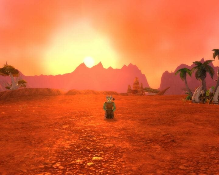alt="wow classic pre-launch test extended sunset in durotar"/>